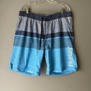 Hurley Swim Trunks sz XXL Blue Gray Striped‎